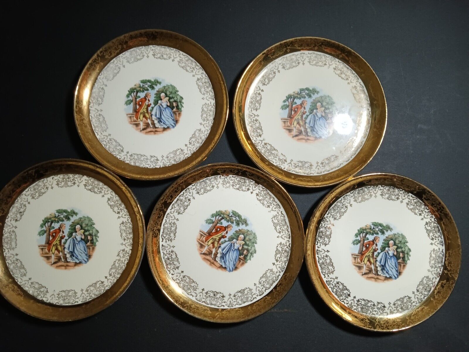 Set Of 6 Vintage Sabin Crest- O-Gold Warranted 22k Gold Plate George Martha.