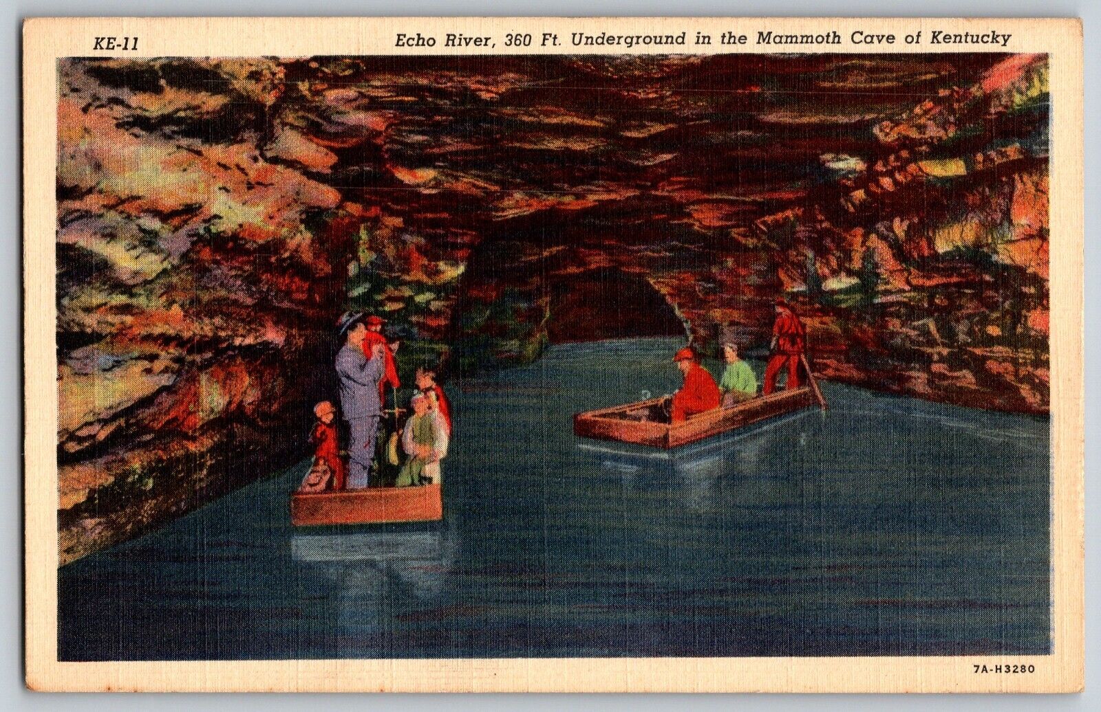 Kentucky KY - Echo River - Underground In The Mammoth Cave - Vintage Postcard