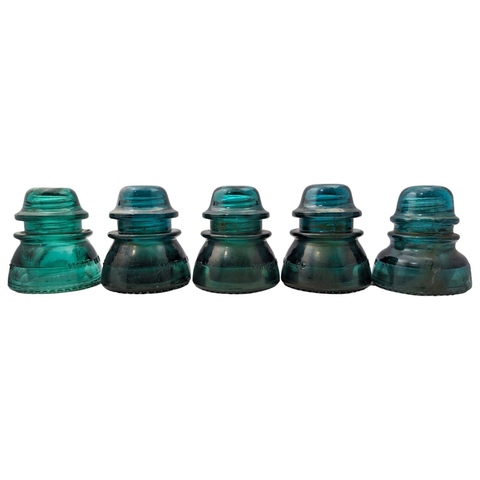 5 Aqua (Blue/Green)  Hemingray 42 40 Electrical Glass Insulator - Made in USA