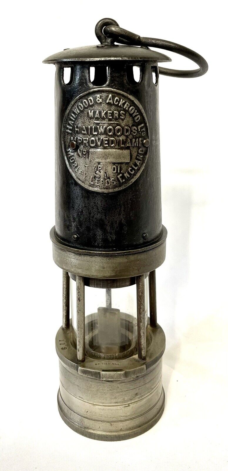 Original Vintage Hailwood & Ackroyd Ltd Miners Improved Lamp Type 1 SA No 119