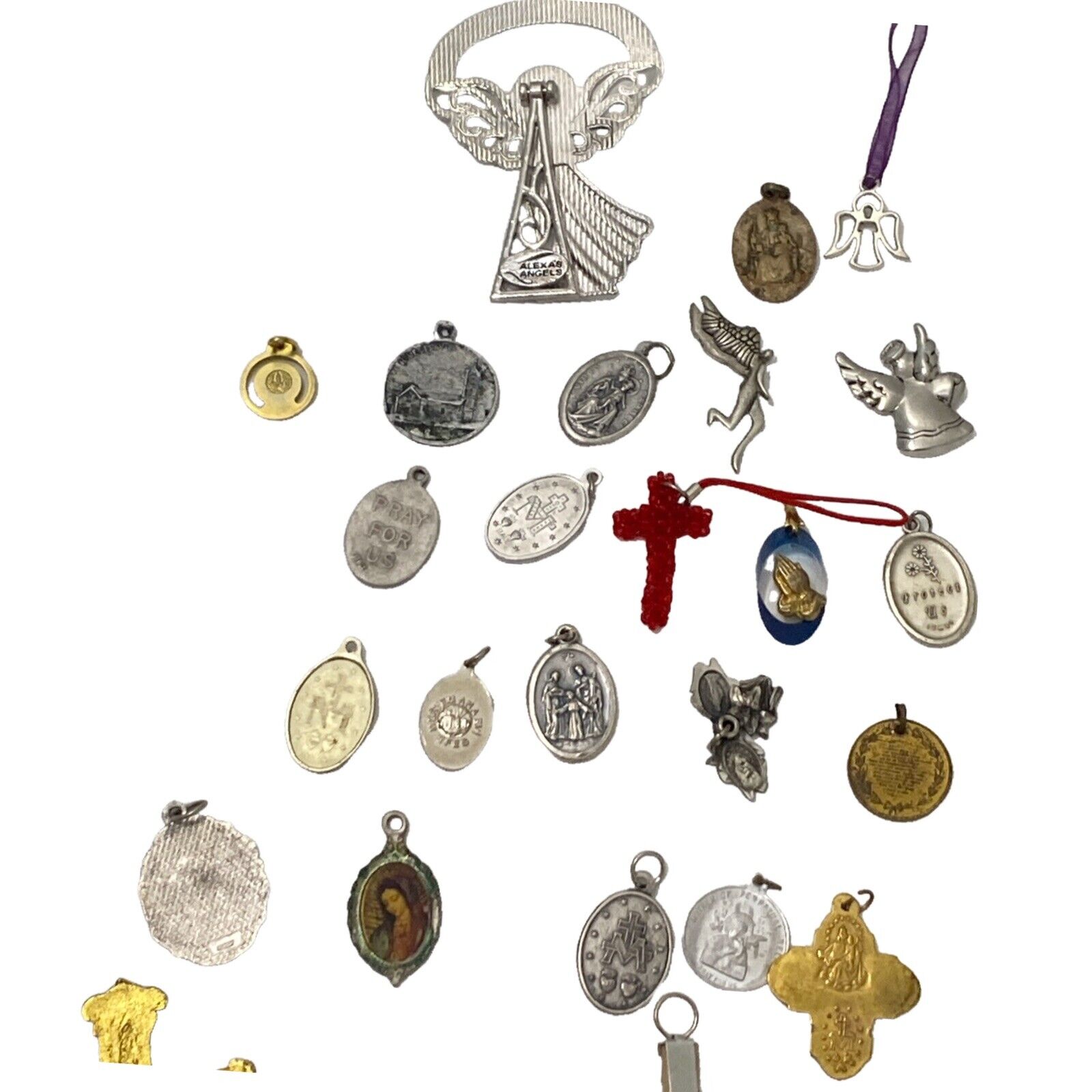 Vintage Catholic Religious Medals Charms Pendants Keychain Lot Mixed Metals