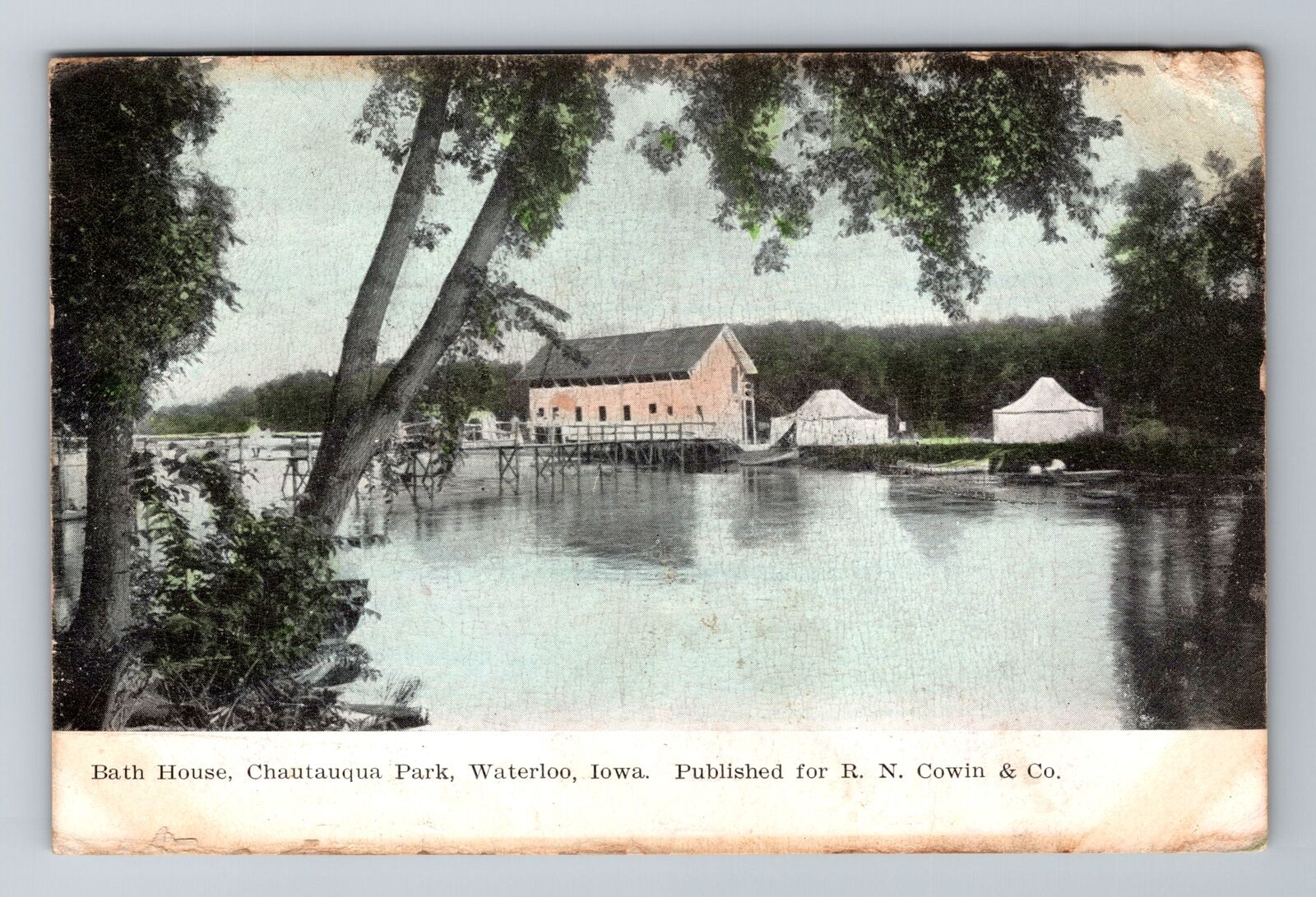 Waterloo IA-Iowa, Bath House, Chautauqua Park, Antique, Vintage c1907 Postcard