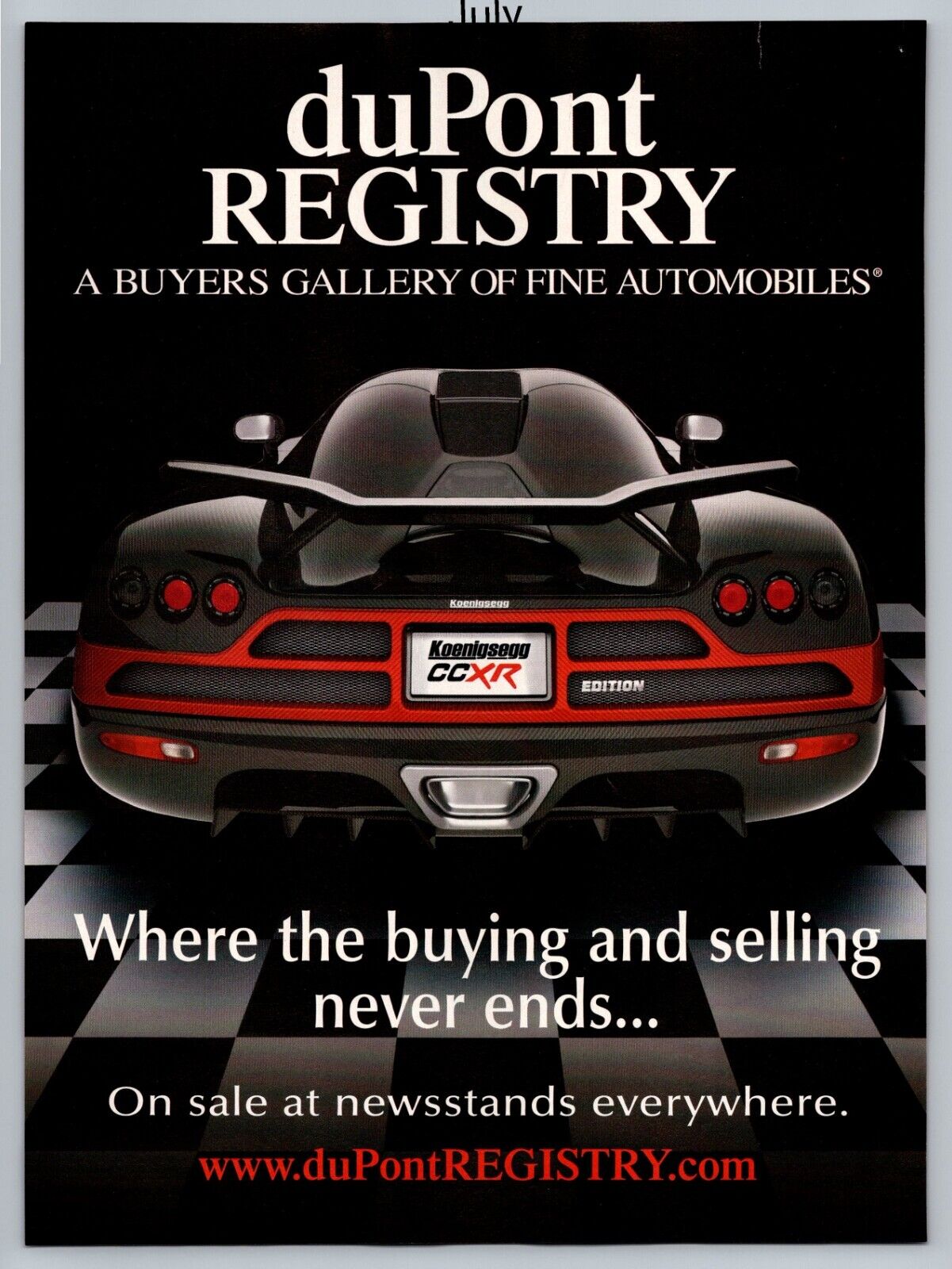 Koenigsegg CCXR Black Exotic Car duPont Registry 2008 Full Page Print Ad