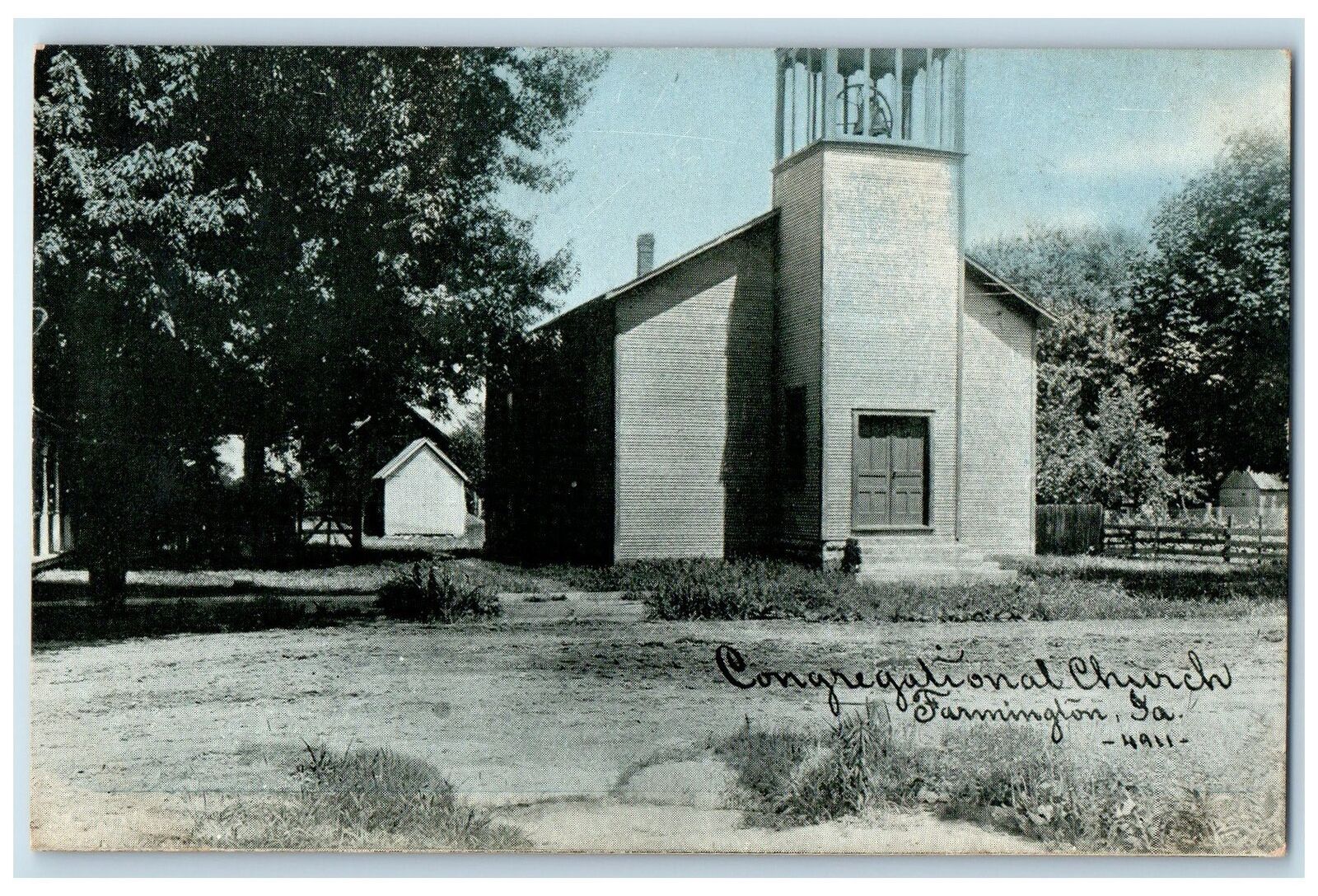 c1910's Congregational Church Building Dirt Road Farmington Iowa IA Postcard