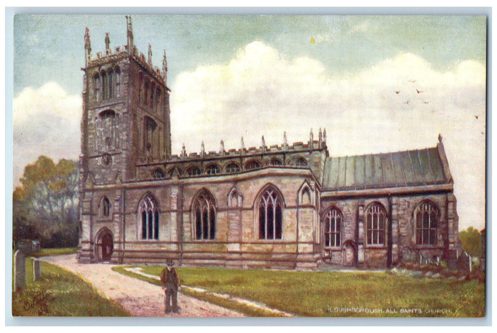 Loughborough England Postcard All Saints Church c1910 Unposted Oilette Tuck Art