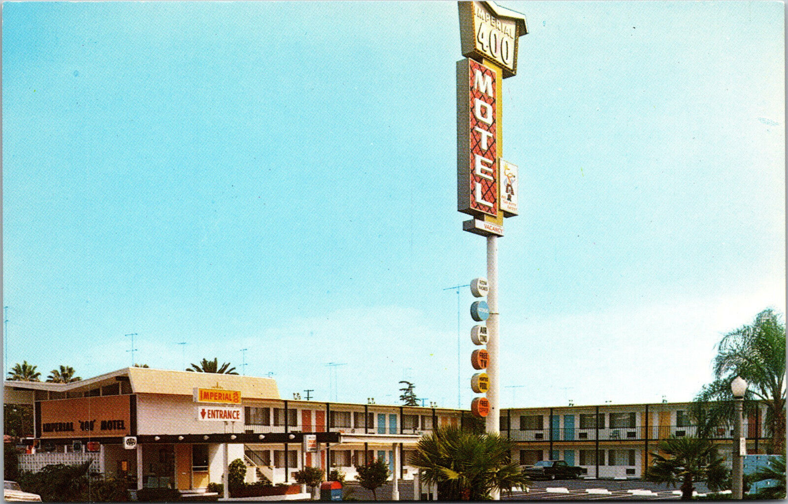 Vtg 1960s Imperial 400 Motel San Bernardino California CA Postcard