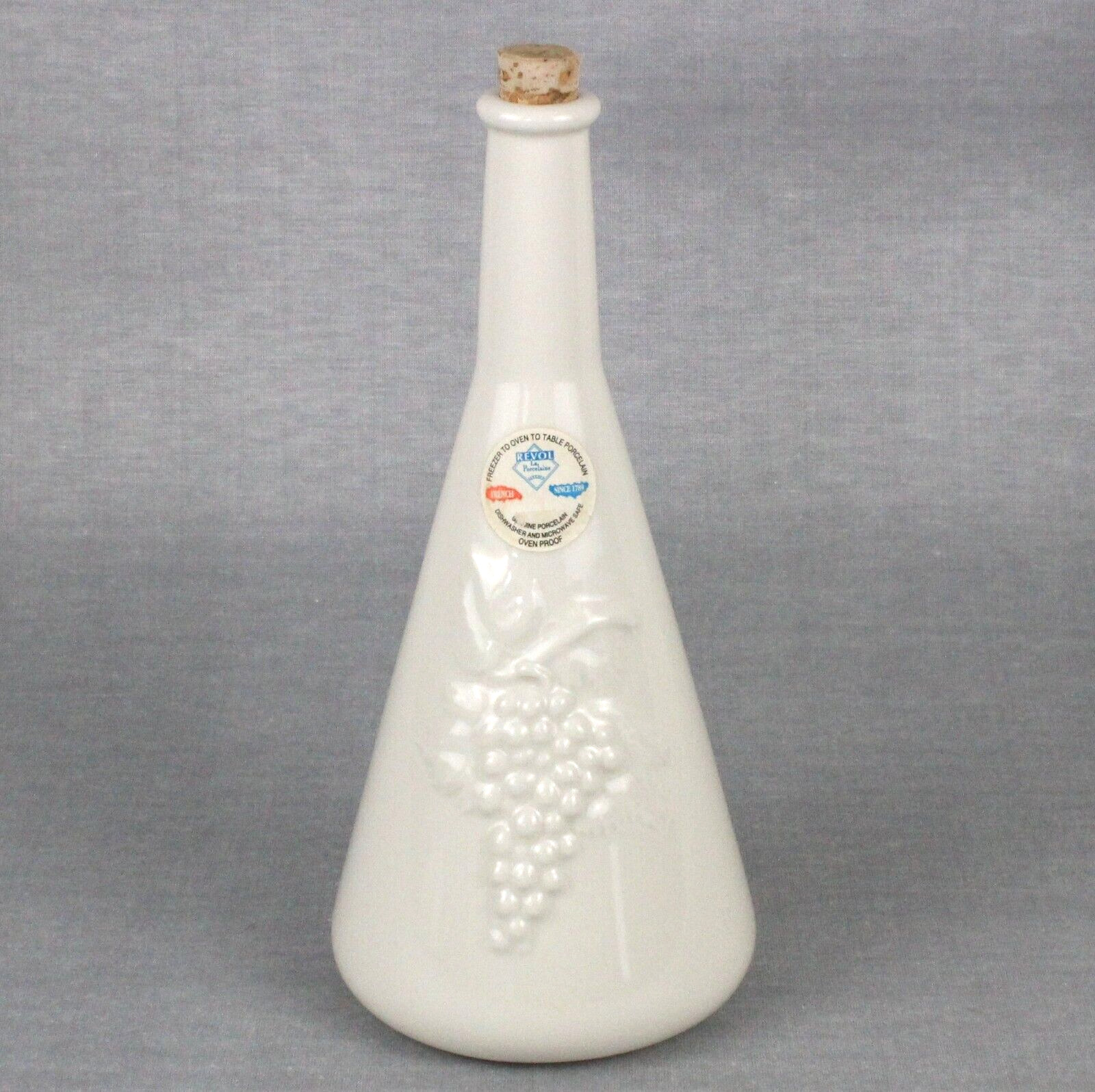 REVOL France Porcelain Decanter Beaker Vase Bottle Grapes Oven Proof 10 in Cork