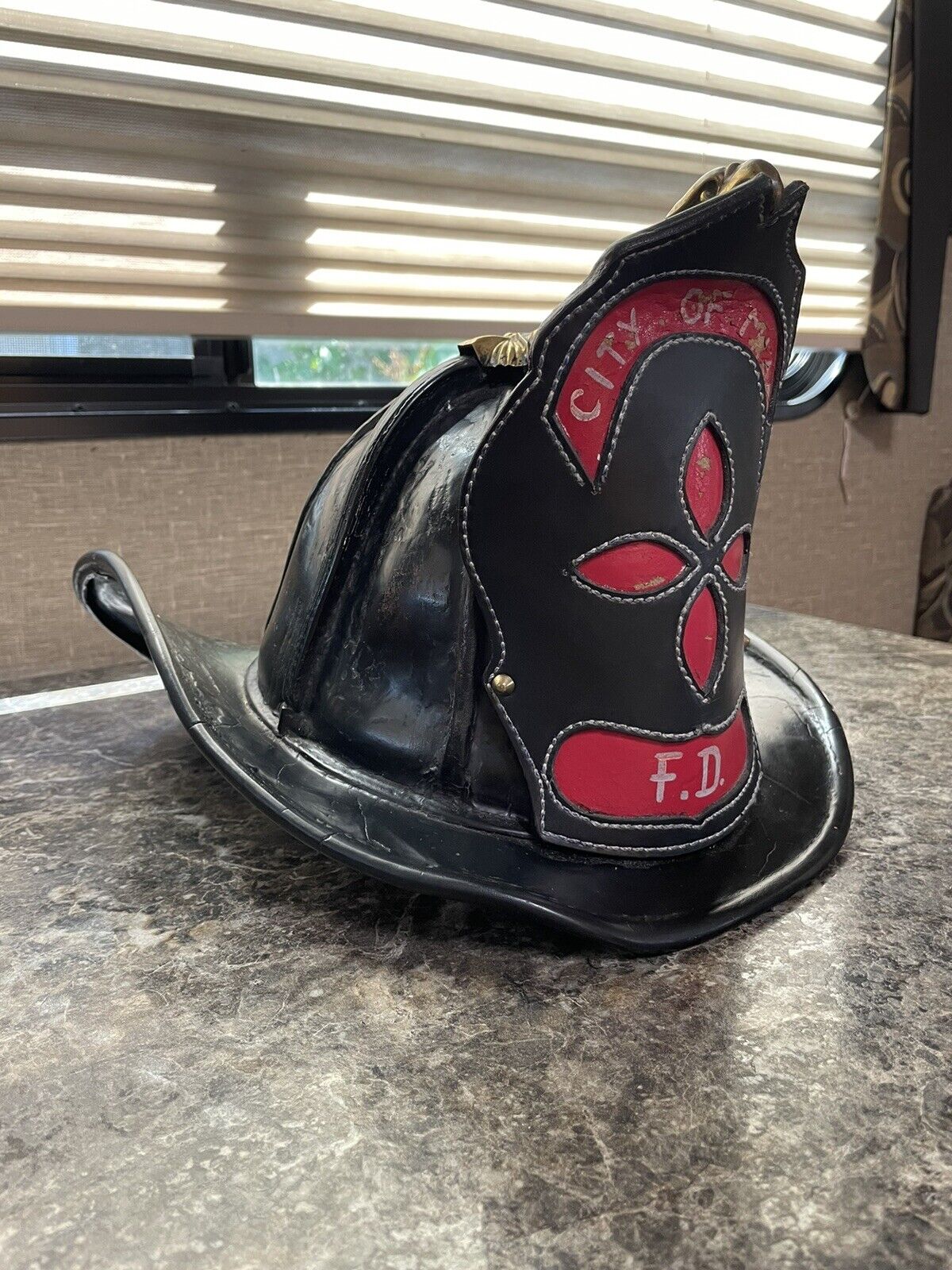 RARE City Of Miami Cairns And Brother High Eagle Leather Fire Helmet