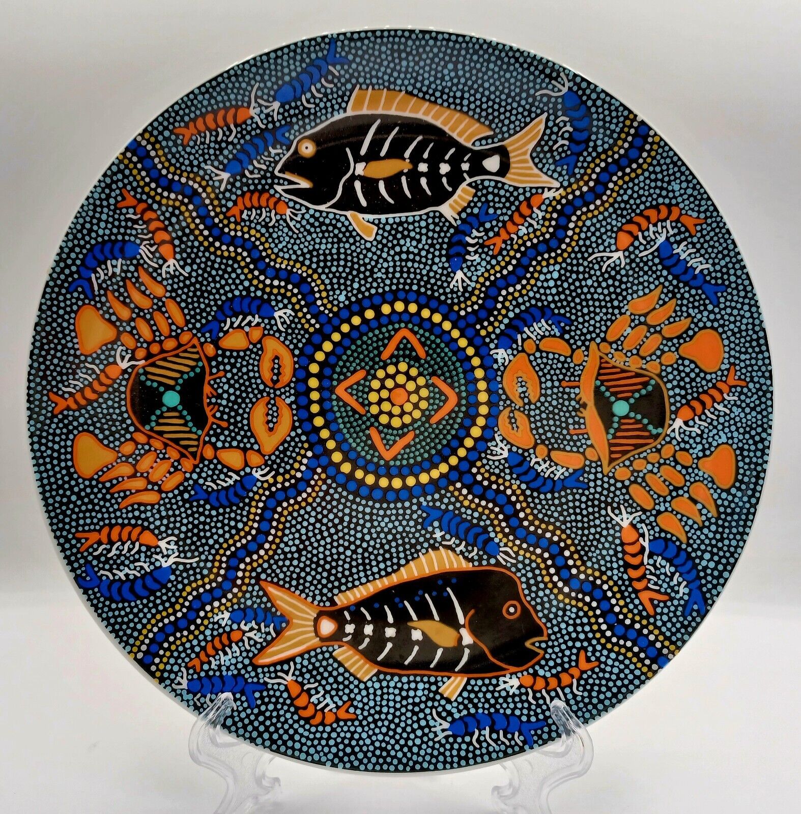 1994 Tobwabba Art Authentic Australian Aboriginal Art Decorative Plate 8 1/4