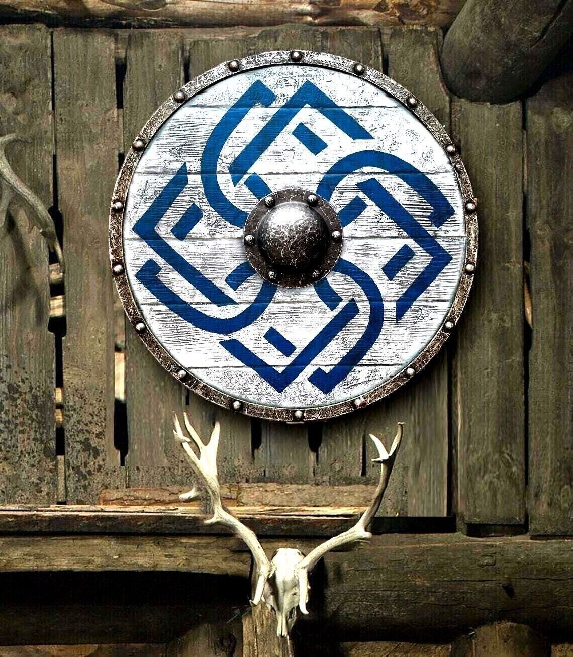 Shield Viking Medieval Wooden Round Battle worn Steel Armor Templar Heavy Gift