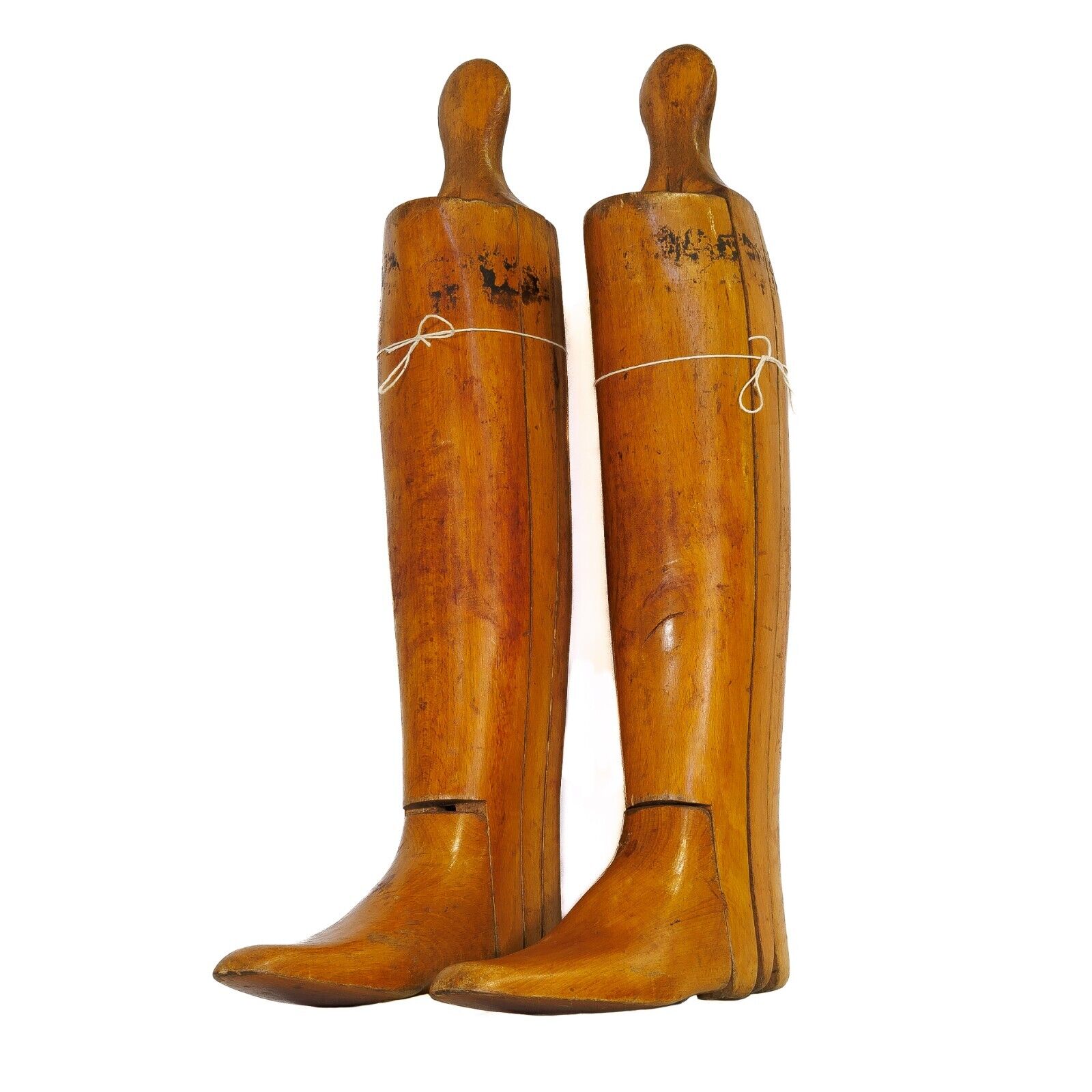 WWI Officer's Full Height Wood Boot Trees with Feet Mercantile Display Boot Form