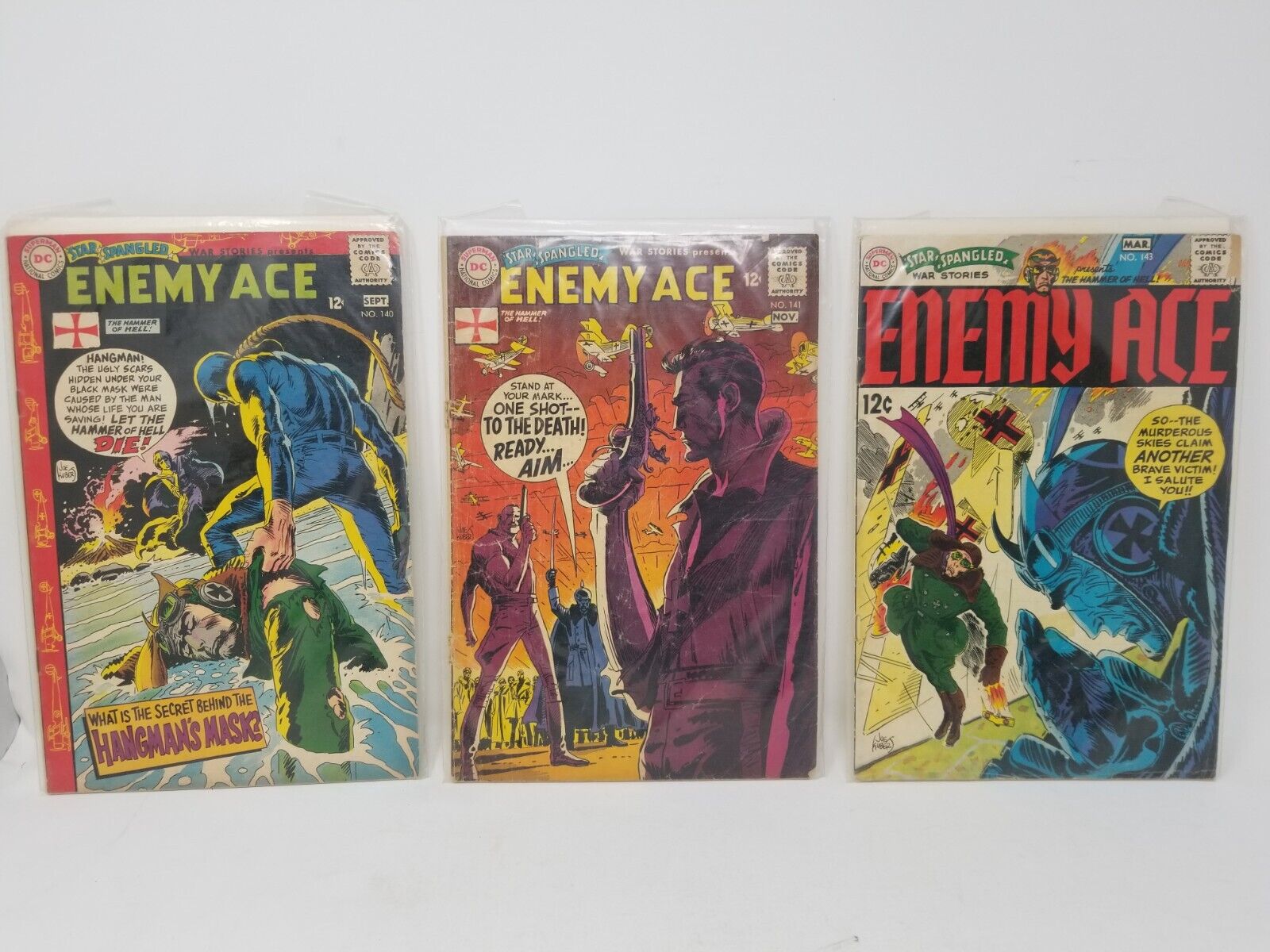 3 Star Spangled War Stories Enemy Ace #140, #141, & #143 DC Comic Books