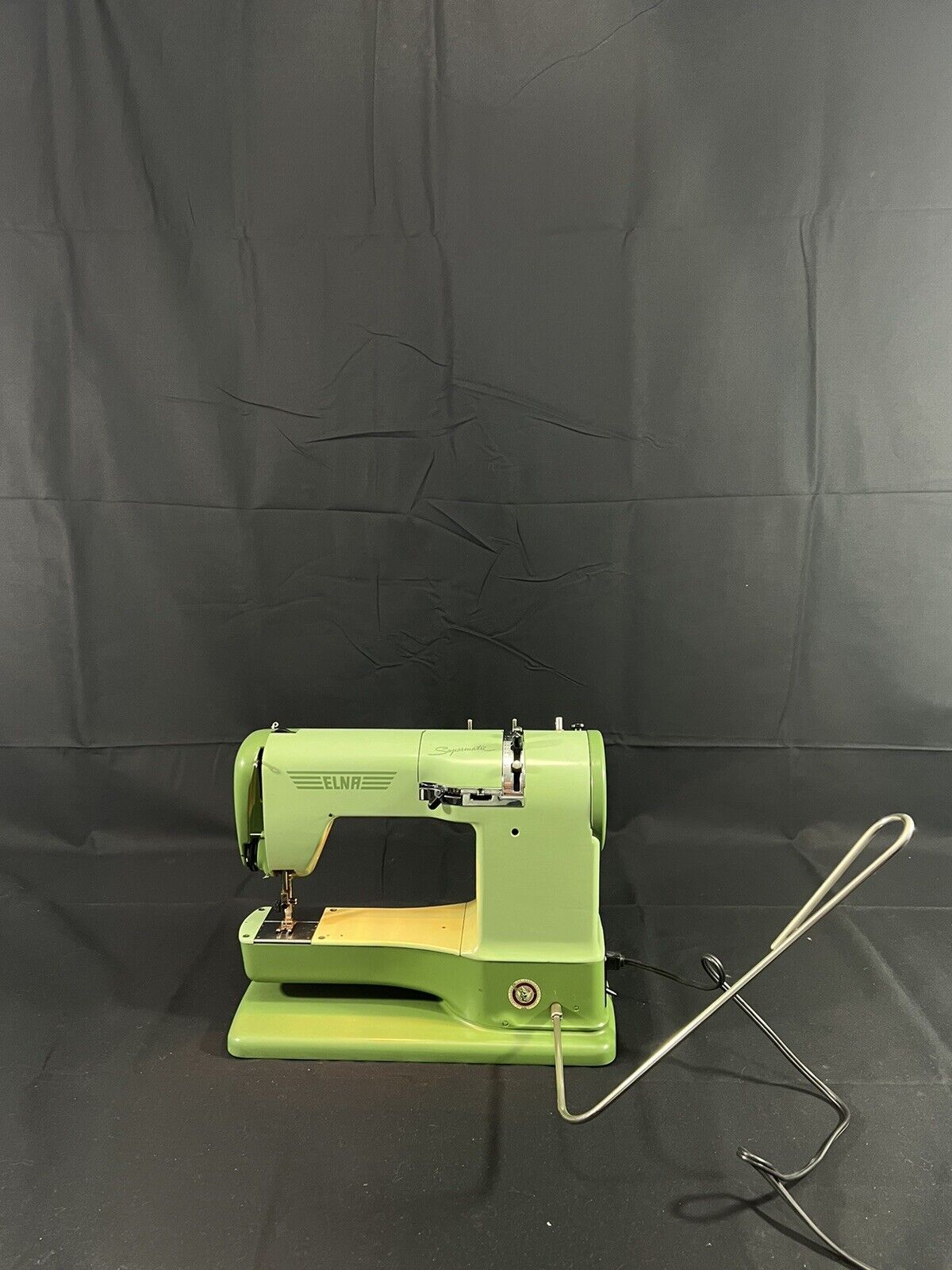 Vintage Elna Supermatic 722010 Portable Green Sewing Machine in Case Very Clean