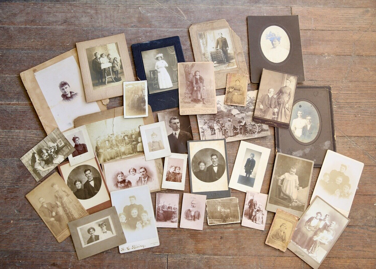 Vintage Antique Cabinet Card Photo Lot Old Photographs creepy children men women