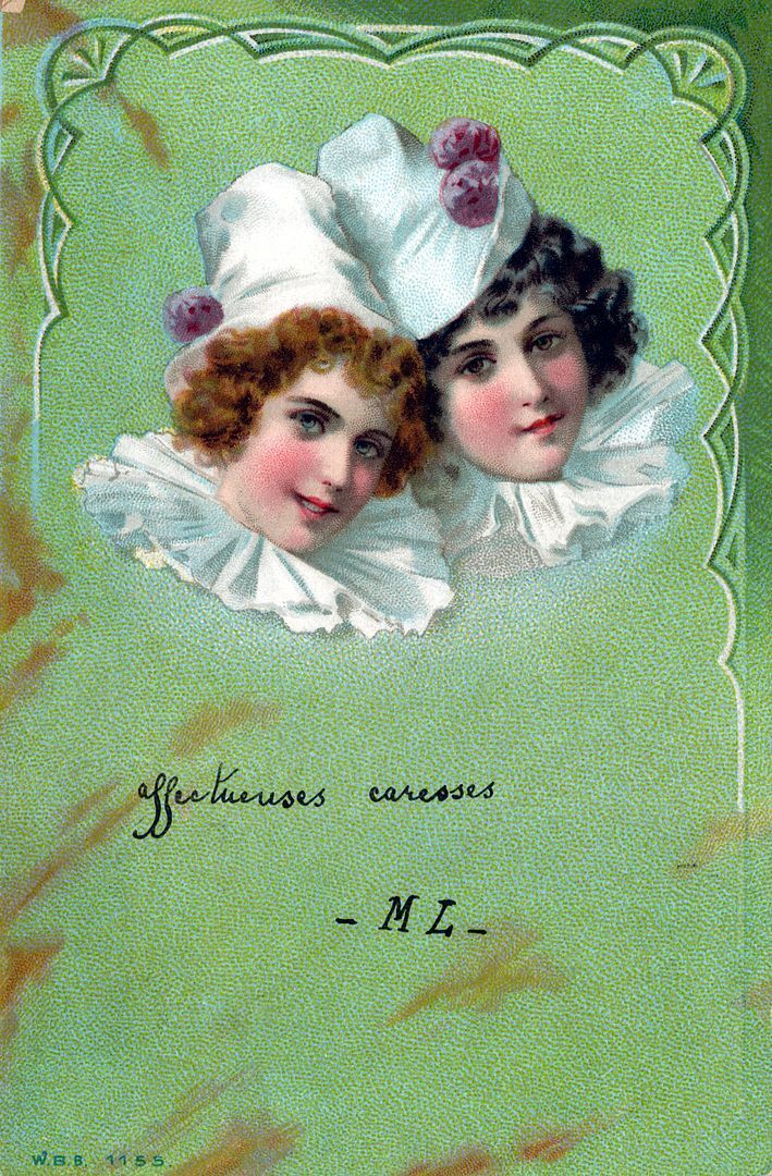 Two Girls Dressed As Clowns Postcard - udb - 1902
