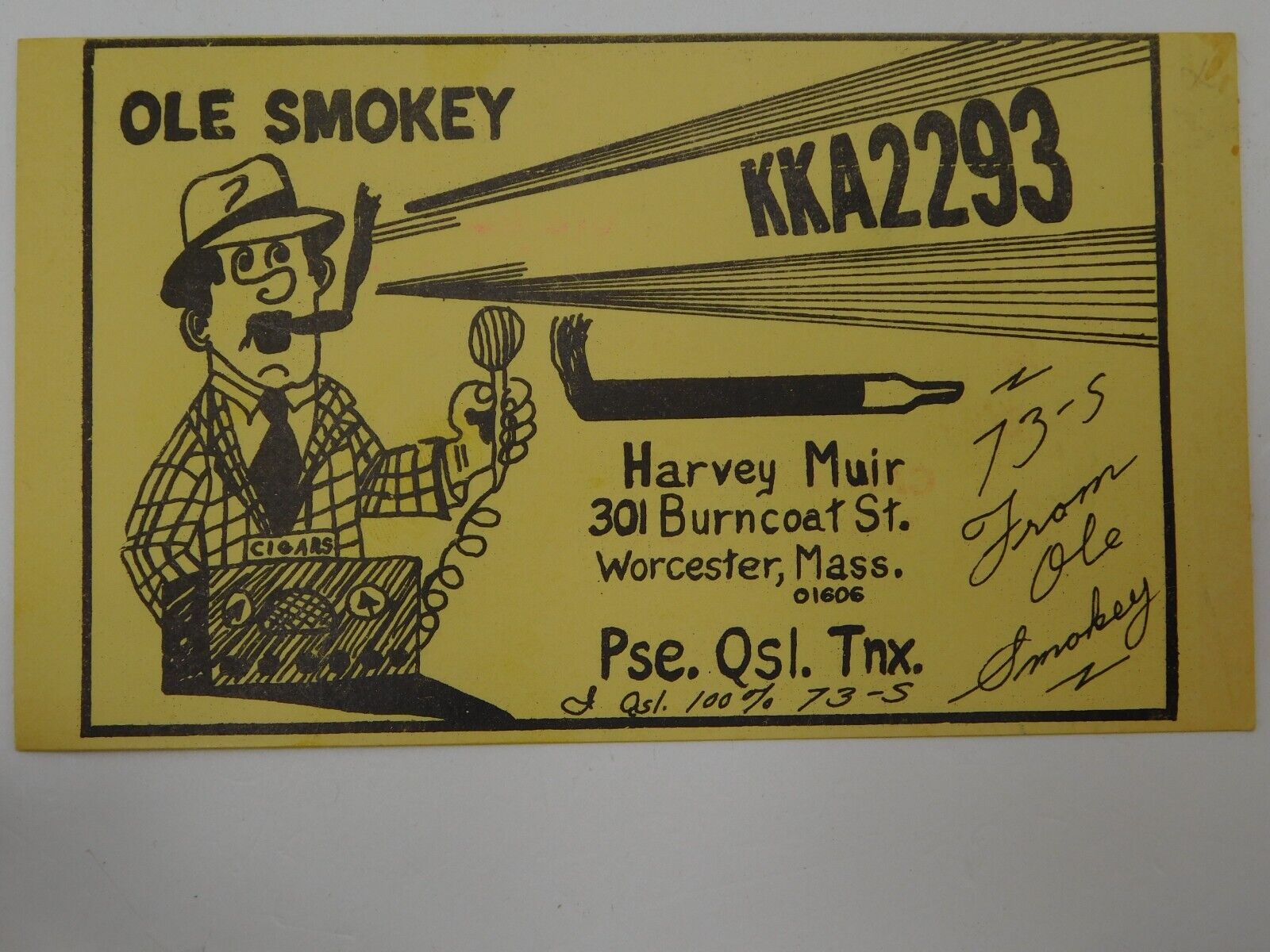 Vintage Amateur Ham Radio QSL Postcard Card - Ole Smokey - KKA2293