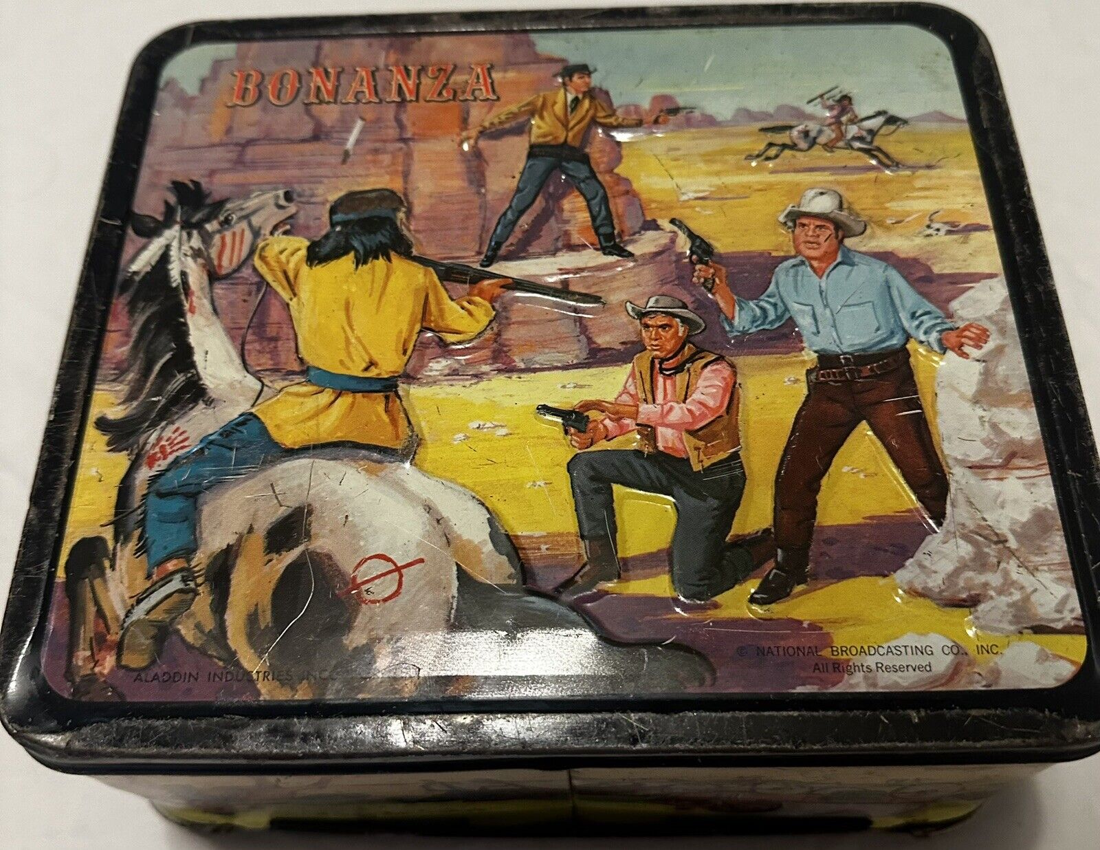 Vintage Bonanza Lunch Box Aladdin Industries Inc No Thermos 1965