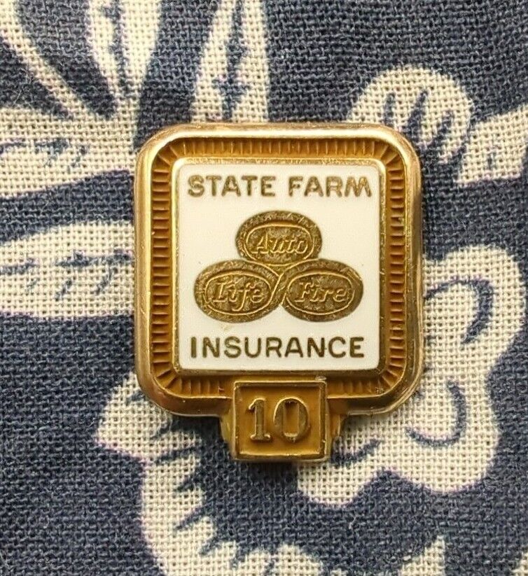 State Farm Insurance 10 Year Service Award Pin 1/10 10K Gold O C Tanner Tie Tack