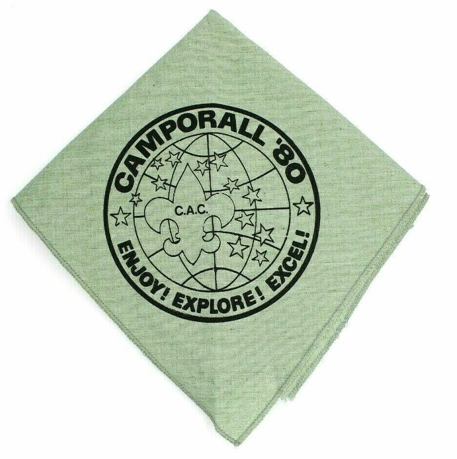 1980 Camporall Crossroads of America Council Neckerchief CAC Green Scouts BSA IN