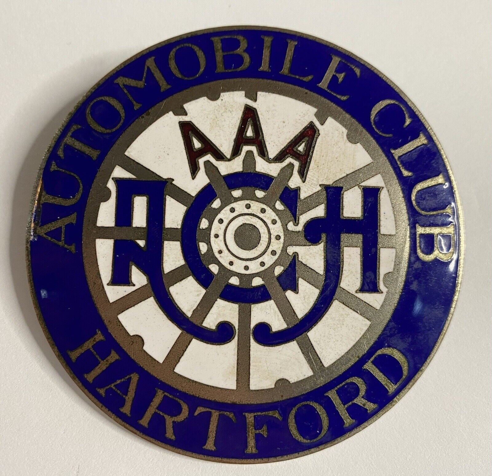 VTG Original Early AAA HARTFORD CT AUTOMOBILE CLUB License Plate Car Club Badge