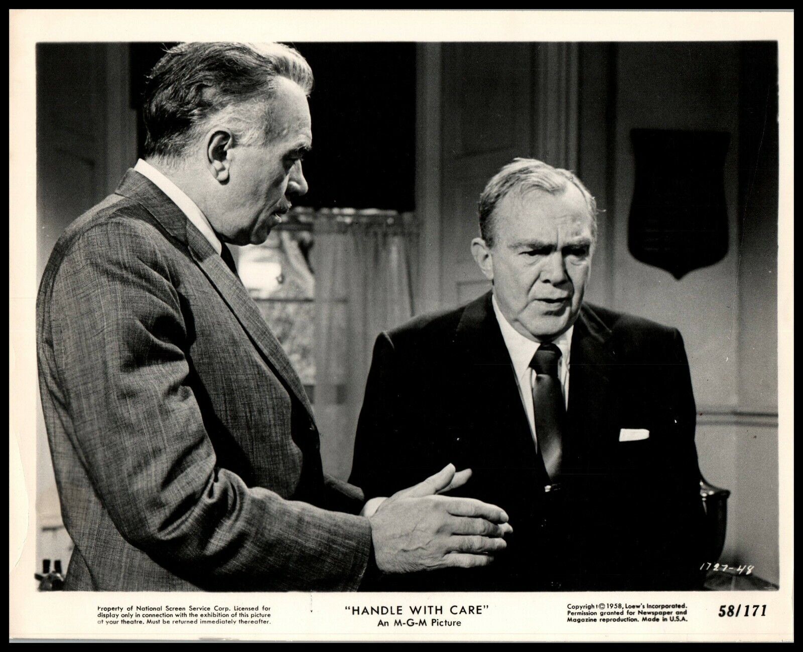 Thomas Mitchell + Walter Abel in Handle with Care (1958) ORIG VINTAGE PHOTO M 67