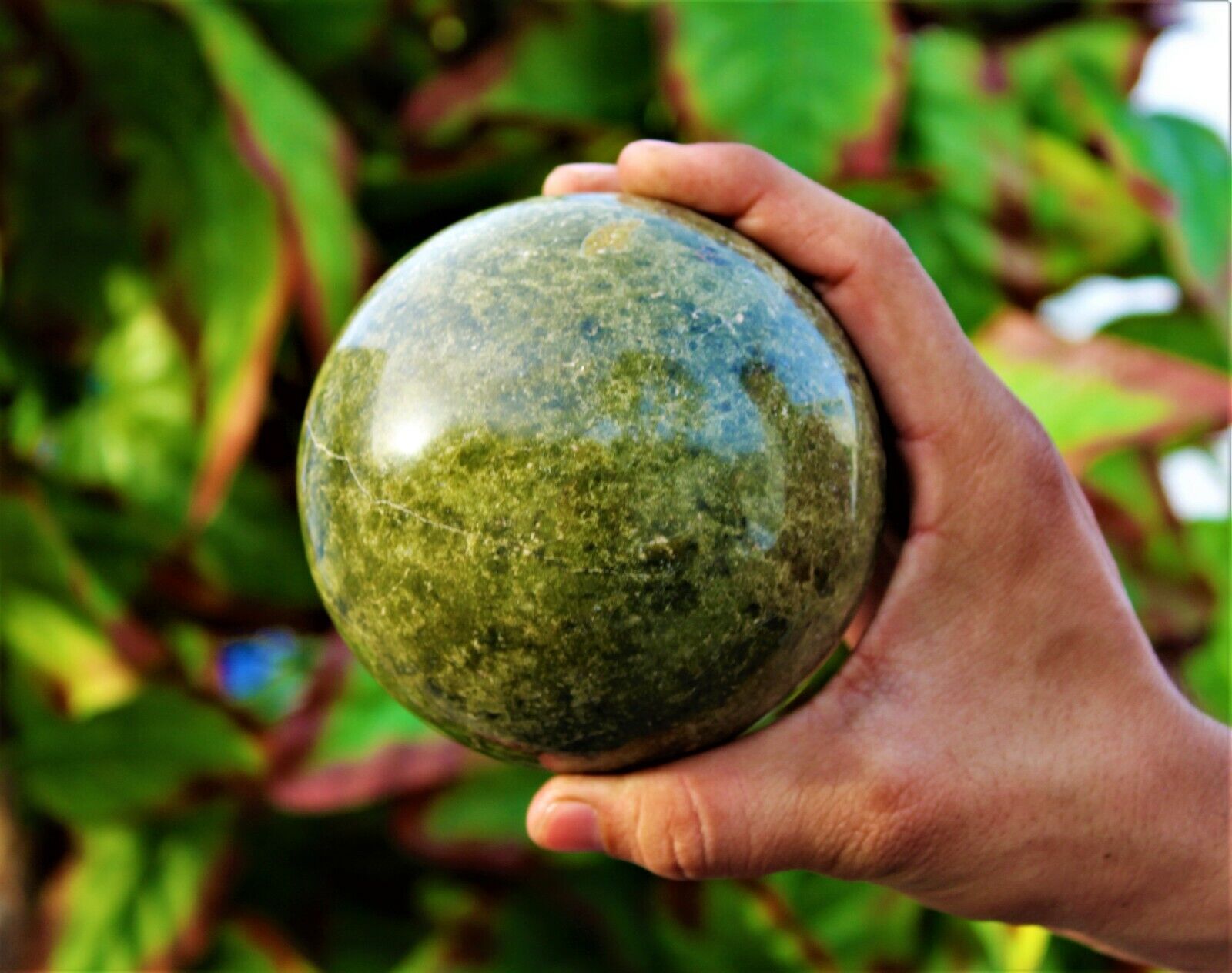 Nice 100MM Green Vesuvianite Stone Idocrase Stone Gemstone Healing Power Sphere 