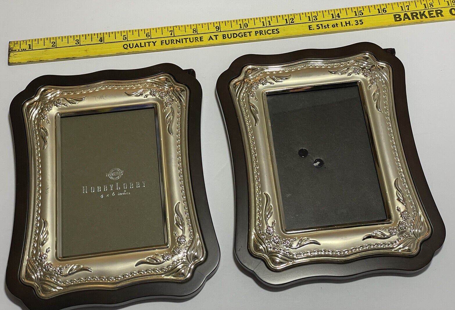 Set Of 2 Hobby Lobby Gold Metal Photo Frame Holds 4”x6” Pictures
