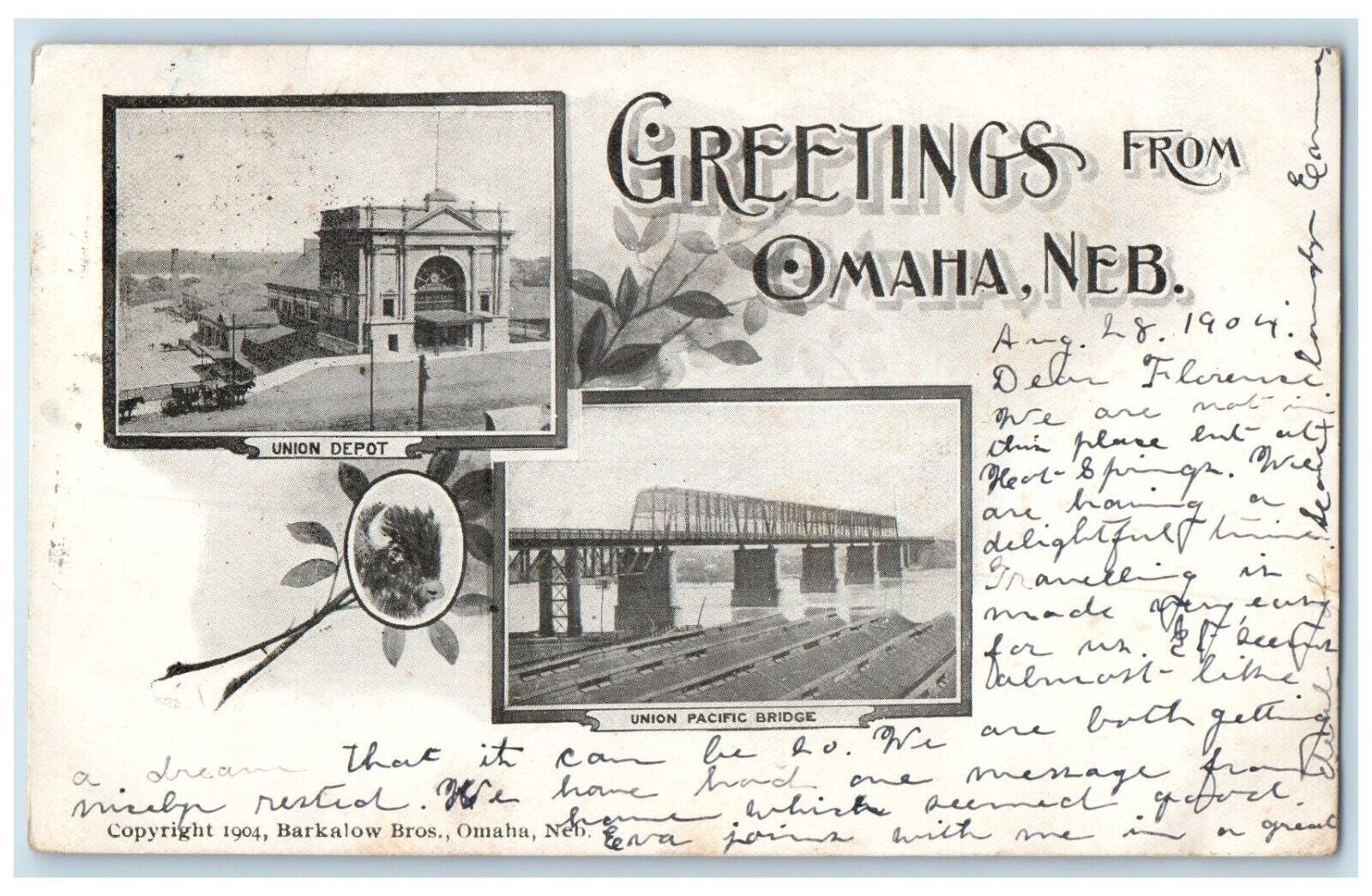 1904 Union Depot And Union Pacific Bridge Omaha Nebraska NE Dual View Postcard