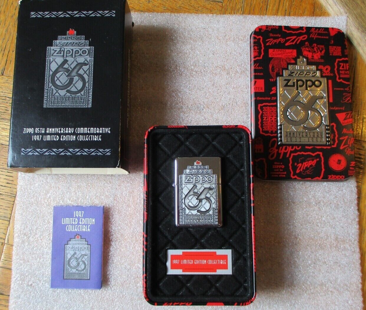 1997 ZIPPO UNSTRUCK 65th ANNIVERSRY COMMEMORATIVE LIMITED EDITION W/ TIN- SLEEVE