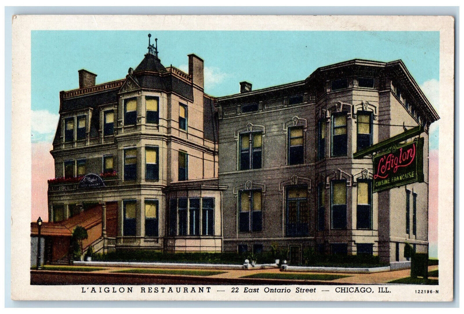 c1950s L\'aiglon Restaurant, Ontario Street Chicago Illinois IL Vintage Postcard