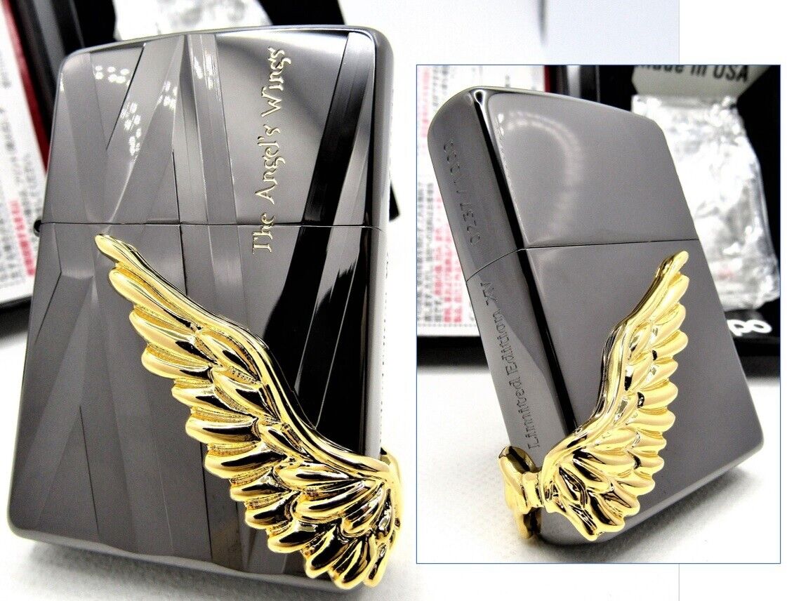 Angel\'s Wing 3 Side Gold Metal Limited Balck PAW-115BNG Zippo 2014 MIB Rare