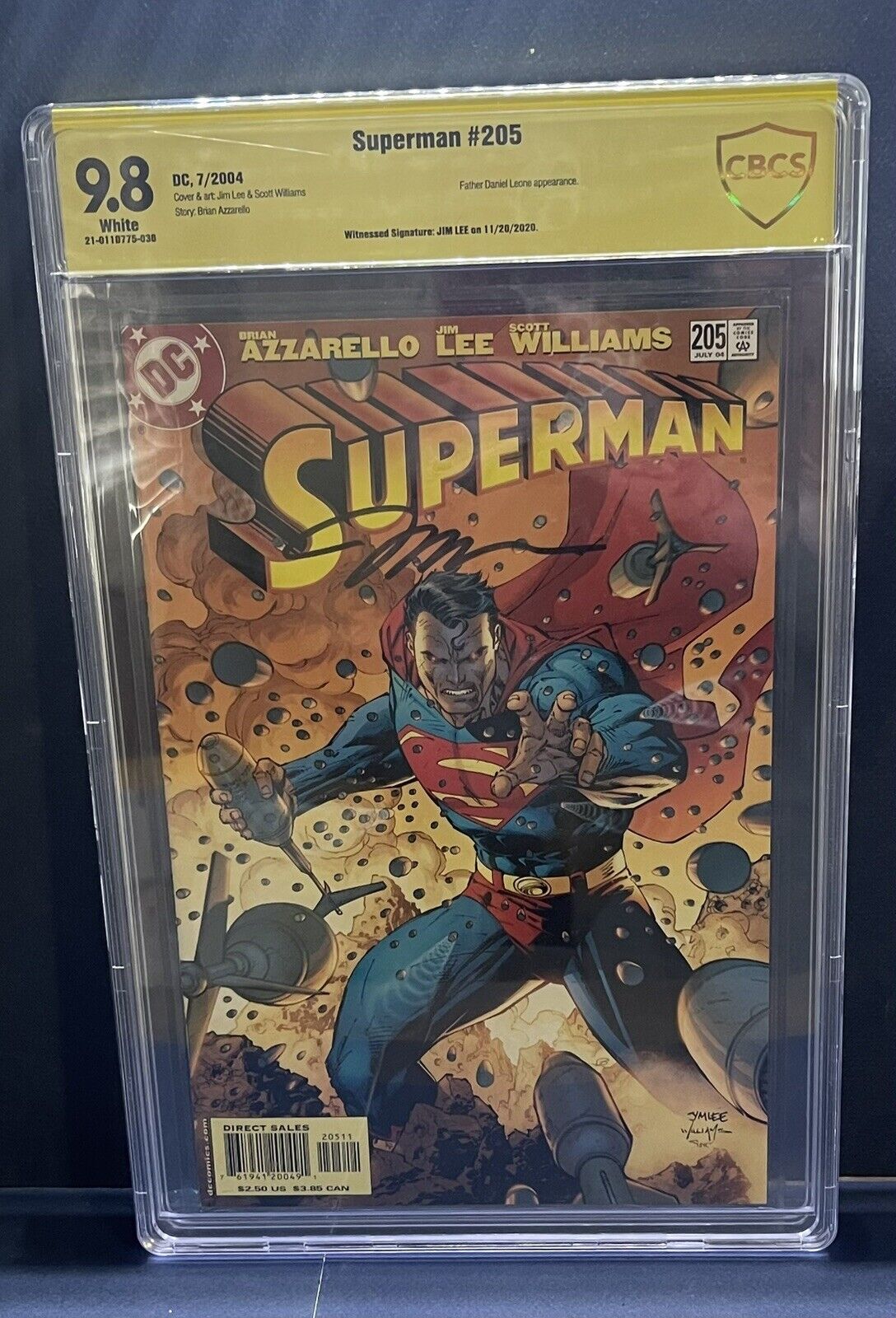 Superman #205 2004 CBCS 9.8 Signed By Jim Lee
