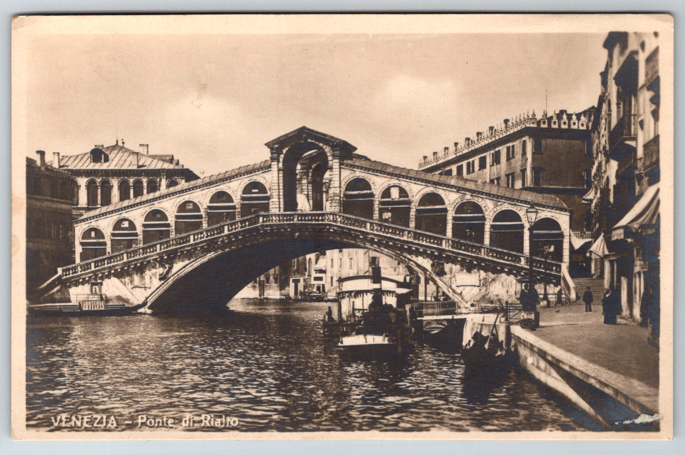 RPPC Venezia Venice Italy Ponte Di Rialto Gondola Real Photo Postcard