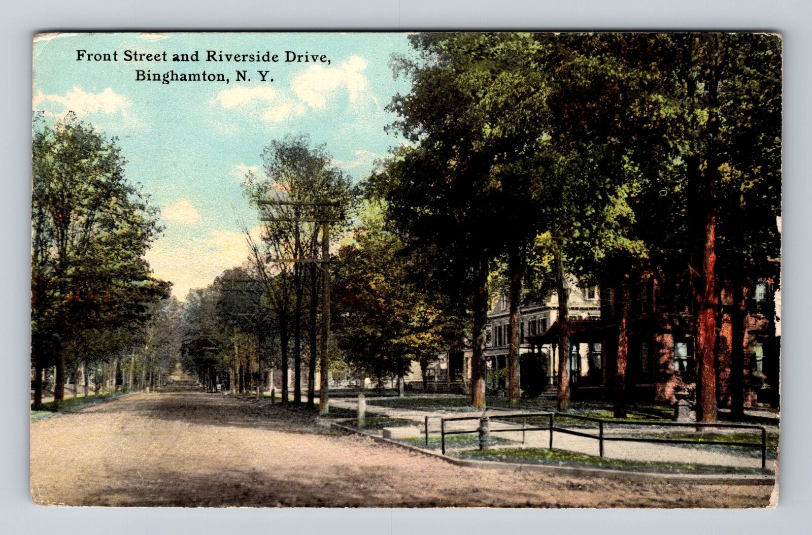 Binghamton NY-New York, Front Street, Riverside Drive, Vintage c1913 Postcard