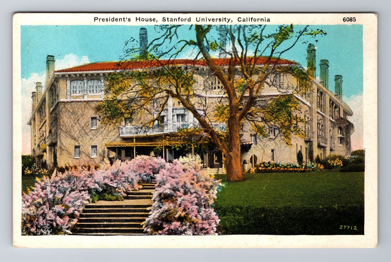 Stanford CA-California, President\'s House, University, Antique Vintage Postcard