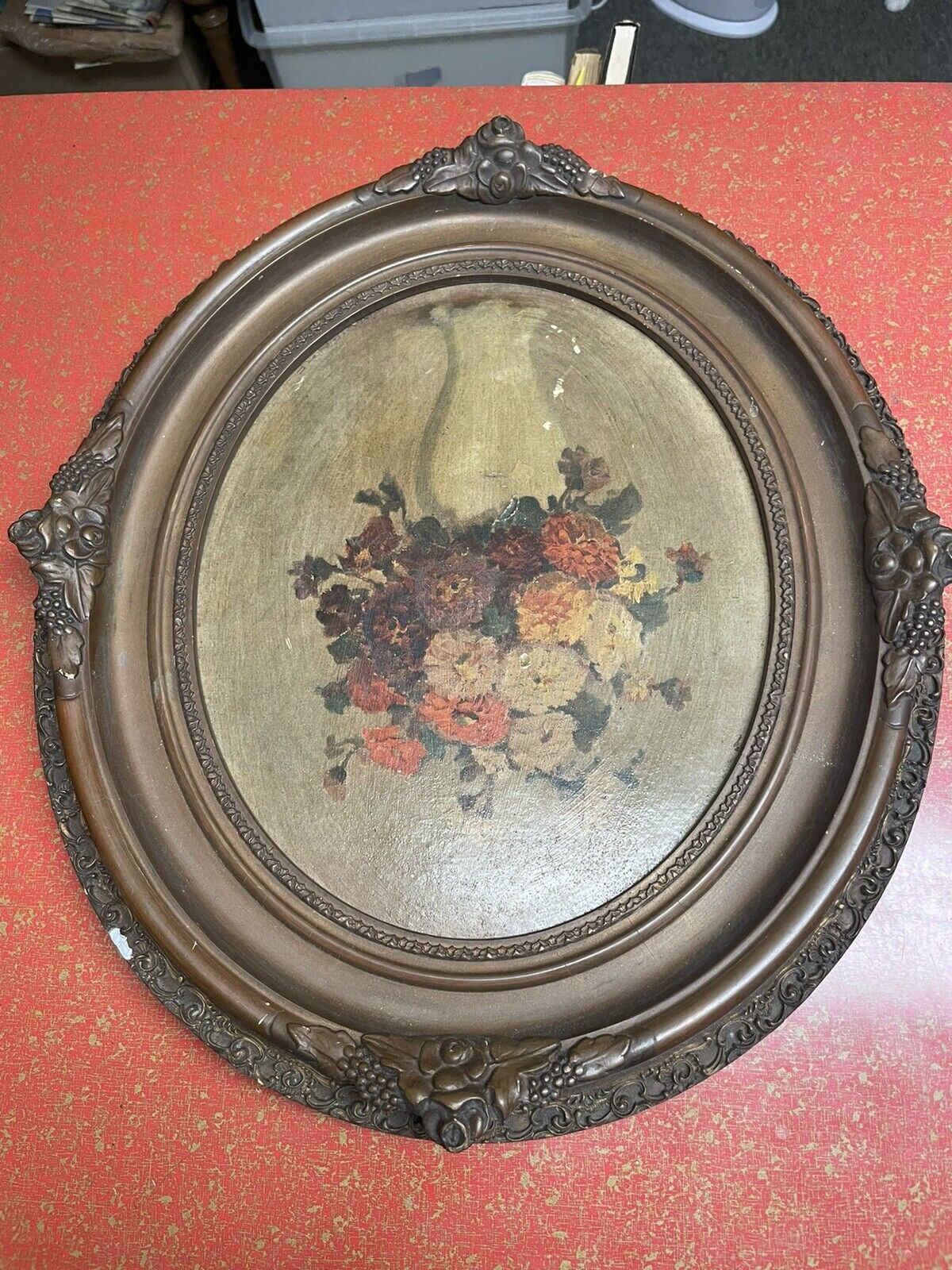 Antique Oval Wooden Picture Frame