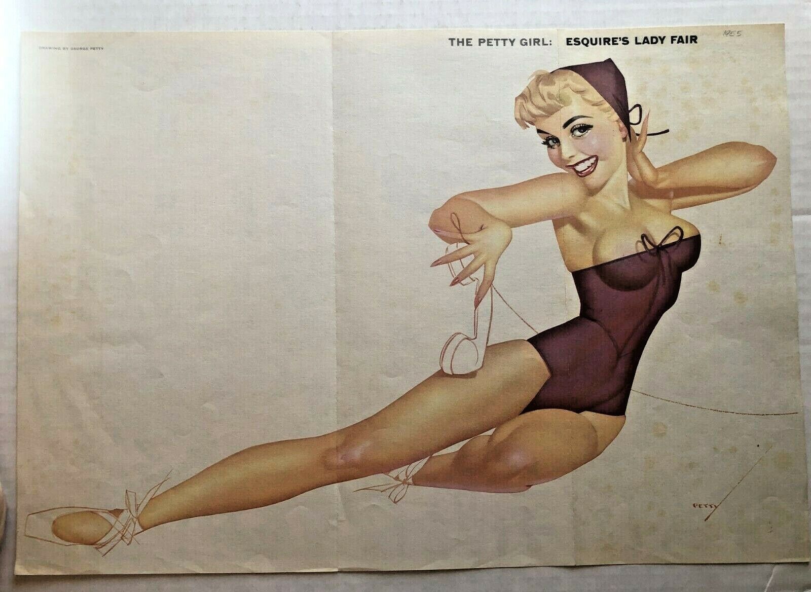 1955 Esquire Magazine Pinup Girl Centerfold by Petty - Esquire\'s Lady Fair