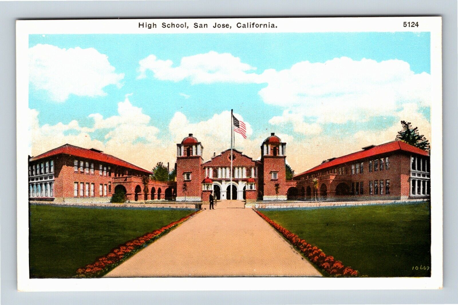 San Jose CA, High School, California Vintage Postcard