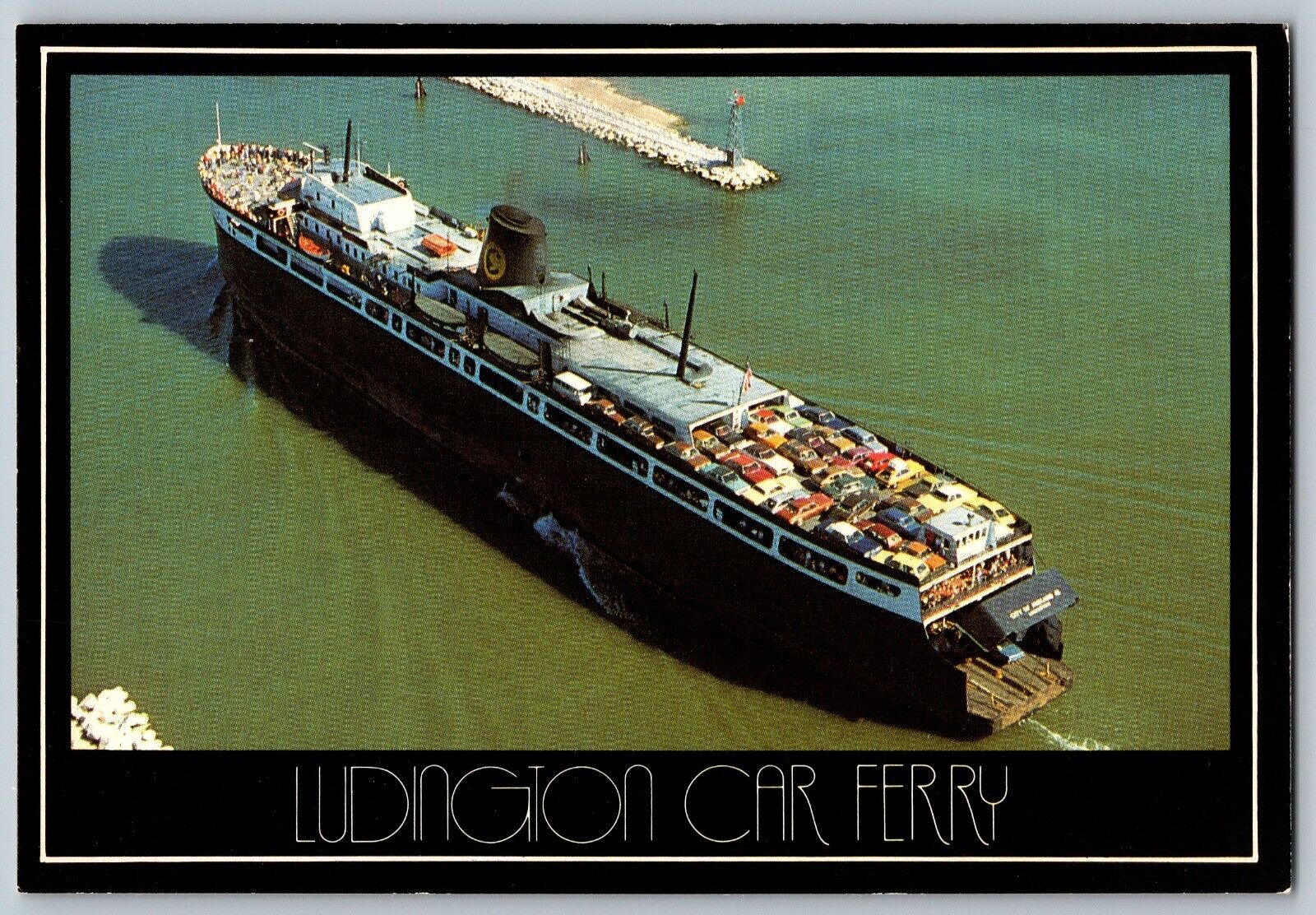 Michigan MI - Aerial View - Ludington Car Ferry - Vintage Postcard 4x6