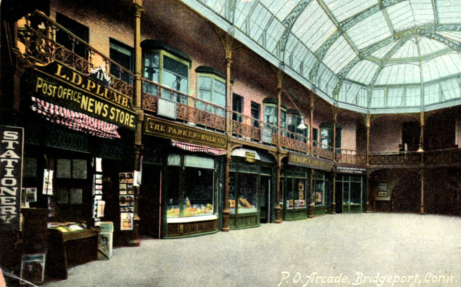 Bridgeport Connecticut Arcade Shops Vintage Postcard Interior