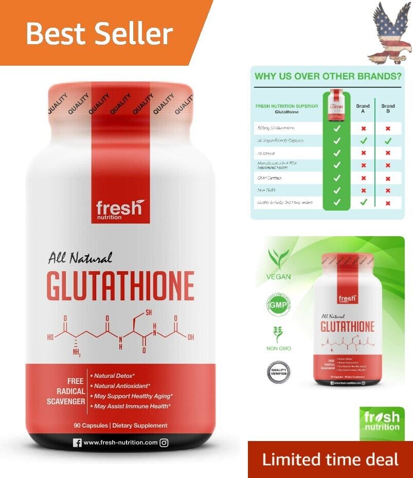 Premium Glutathione Supplement Capsule - Vegan - Immune Support - 90 Count