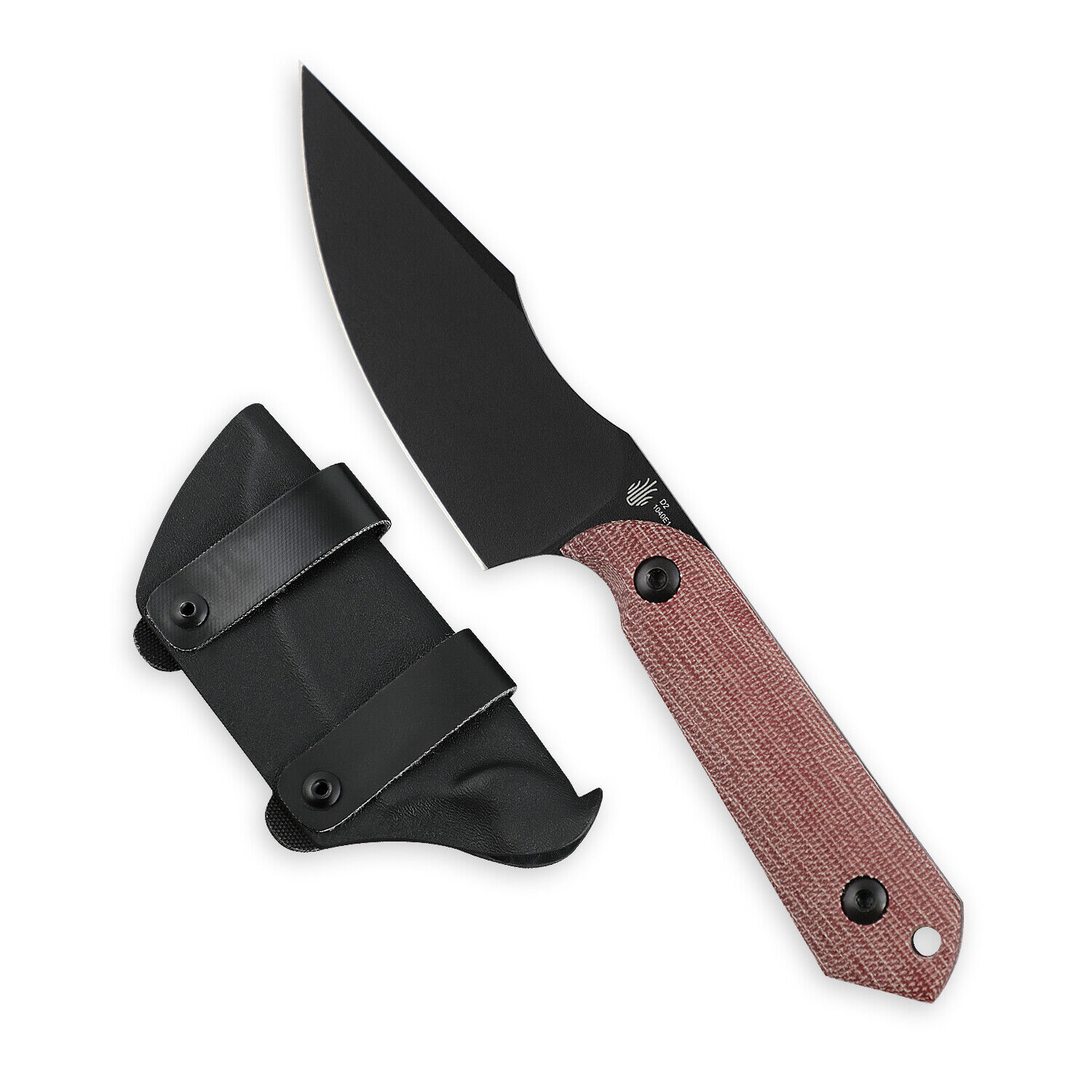 Kizer Deadpool Harpoon Micarta Handle Fixed Blade Knife D2 Black Red 1040E1