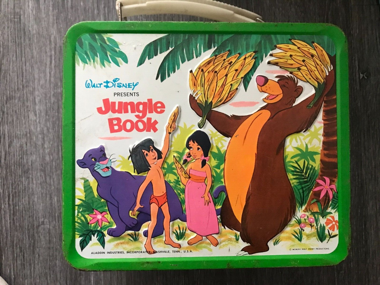 Vintage 1966 Disney Jungle Book Aladdin Industries Metal Lunch Box — No Thermos
