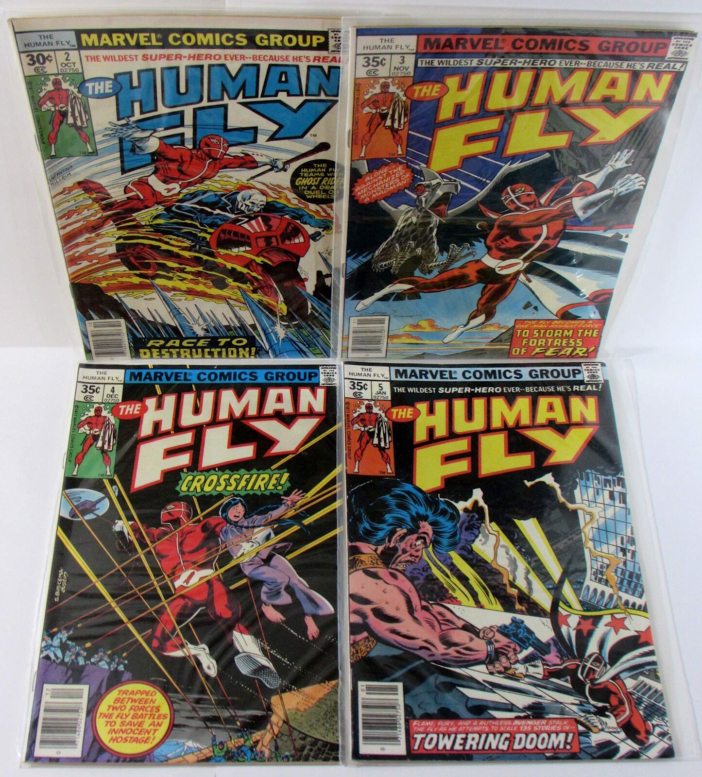 Human Fly Lot of 4 #2,3,4,5 Marvel (1977) VF 1st Print Comic Books