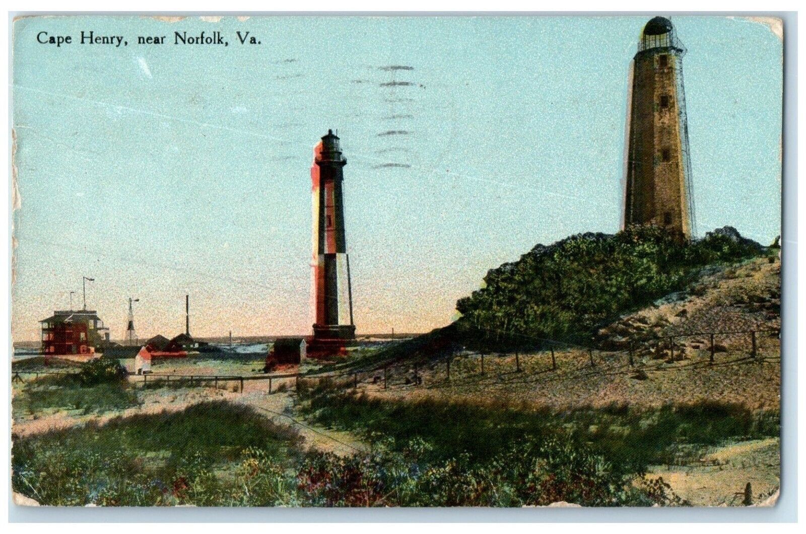 1910 Cape Henry Lighthouse Exterior Norfolk Virginia VA Vintage Antique Postcard