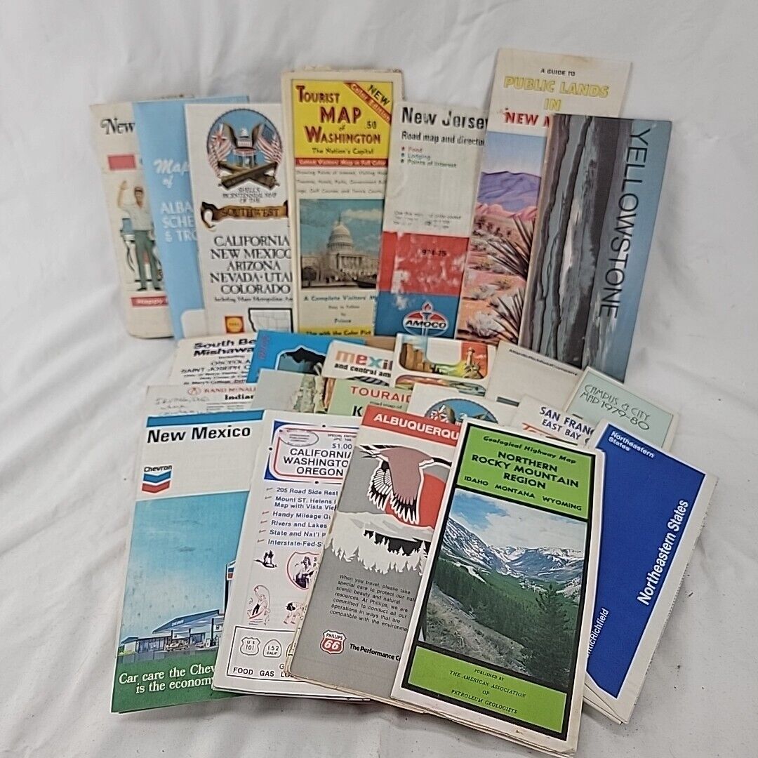 Vintage GAS STATION ⛽ road maps  MIX STATES LOT 0f 23