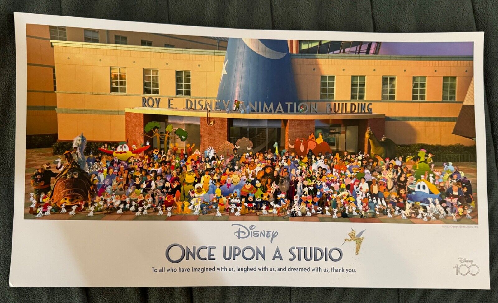 Disney 100 Once Upon a Studio Lithograph Animated Characters + Bob Iger Letter