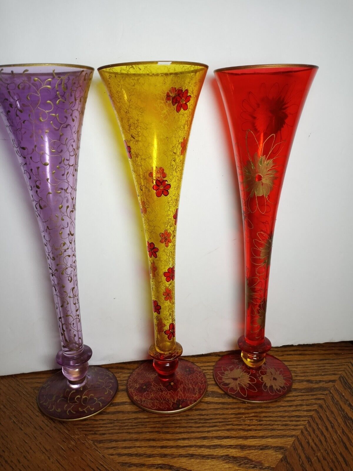 HANDPAINTED CHAMPAGNE GLASS FLUTES SET OF 3