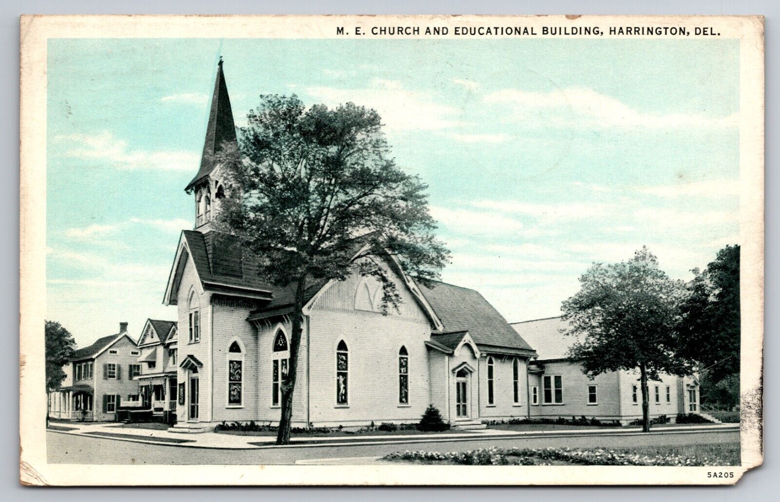 M.E. Church Educational Building Harrington Delaware c1930 Postcard
