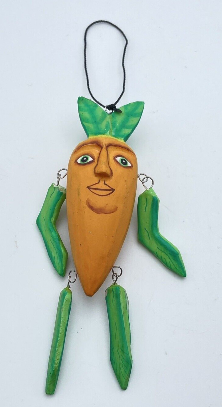 Anthropomorphic Carrot Ornament with dangling arm and legs Vegetable Vintage